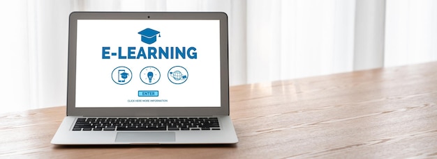 Foto sitio web de aprendizaje electrónico con software moderno para que los estudiantes estudien en internet