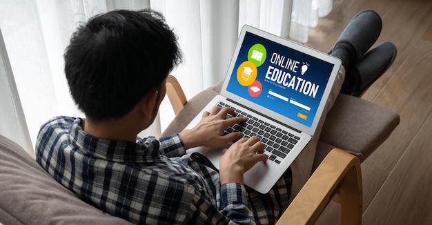 Sitio web de aprendizaje electrónico con software moderno para que los estudiantes estudien en Internet