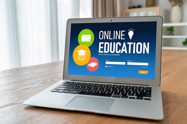Sitio web de aprendizaje electrónico con software moderno para que los estudiantes estudien en línea en la red de Internet