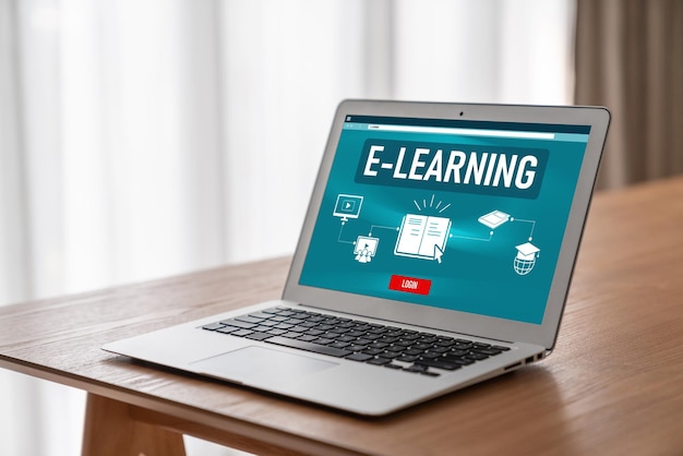 Sitio web de aprendizaje electrónico con software moderno para que los estudiantes estudien en línea en la red de Internet