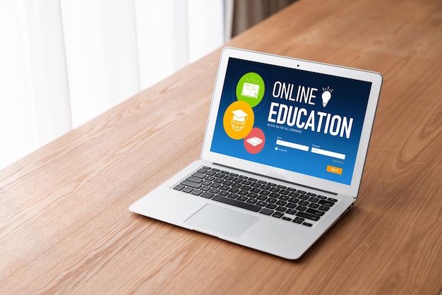 Sitio web de aprendizaje electrónico con software moderno para que los estudiantes estudien en línea en la red de Internet