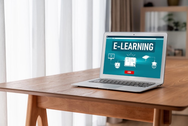 Sitio web de aprendizaje electrónico con software moderno para que los estudiantes estudien en línea en la red de Internet
