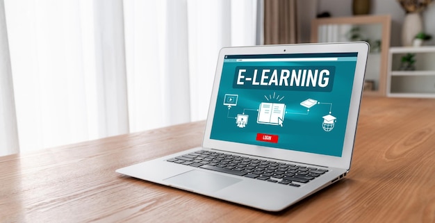Sitio web de aprendizaje electrónico con software moderno para que los estudiantes estudien en línea en la red de Internet
