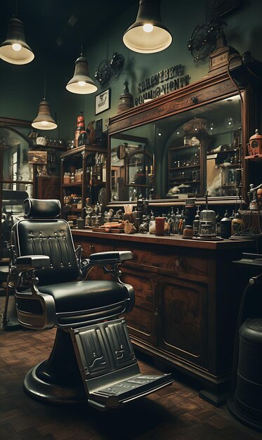 Foto sitio web de barbería para hombres tema de color vintage con herramientas de barbero idea de diseño de diseño de ill layout