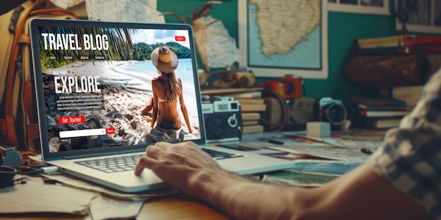 El sitio web de blogs de viajes en línea proporciona información de viajes en las redes sociales.