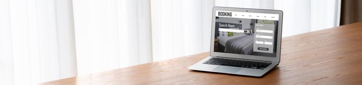 Foto el sitio web de reserva de alojamiento hotelero en línea proporciona un sistema de reserva de moda