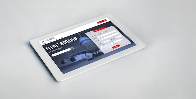 Sitio web de reservas de vuelos en línea proporciona un sistema de reservas moderno Concepto de tecnología de viajes