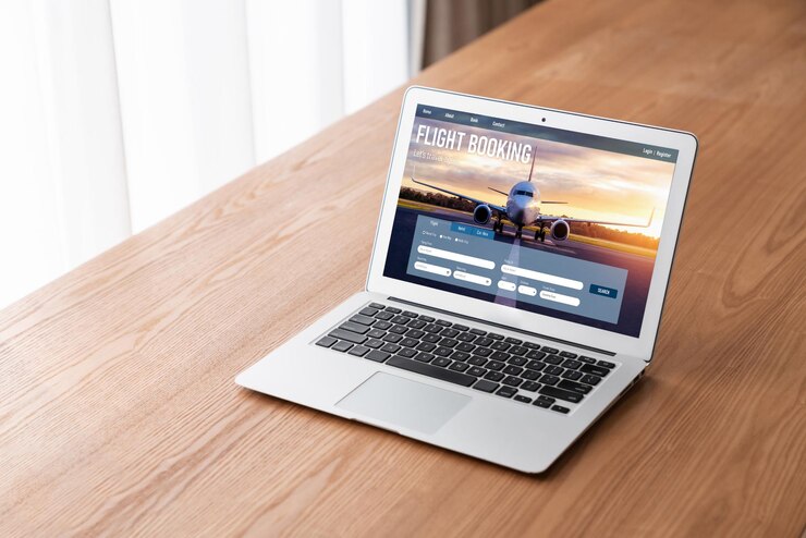 Foto el sitio web de reservas de vuelos en línea proporciona un sistema de reservas moderno