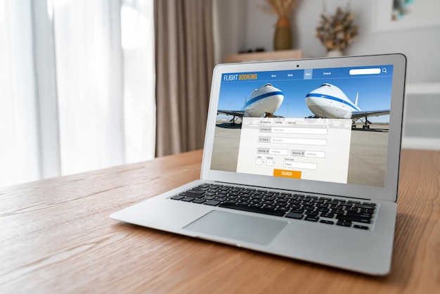 Foto el sitio web de reservas de vuelos en línea proporciona un sistema de reservas moderno