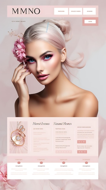 Foto sitio web de servicios exclusivos de maquilladores para mujeres rose gold y mar layout design concept idea