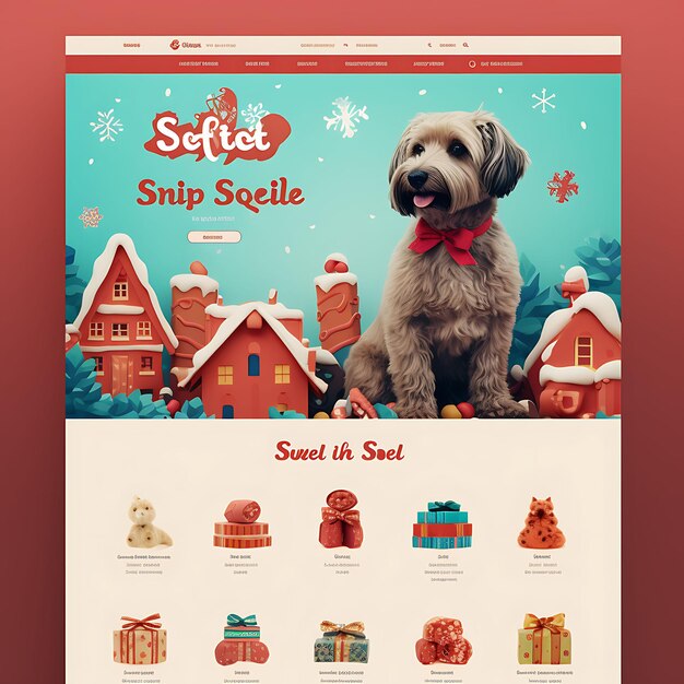 Sitio web de una tienda de mascotas con temática navideña que presenta un concepto de diseño de sitio web publicitario Ideas locas