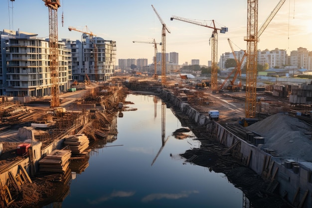 situação do canteiro de obras durante o horário de trabalho fotografia profissional