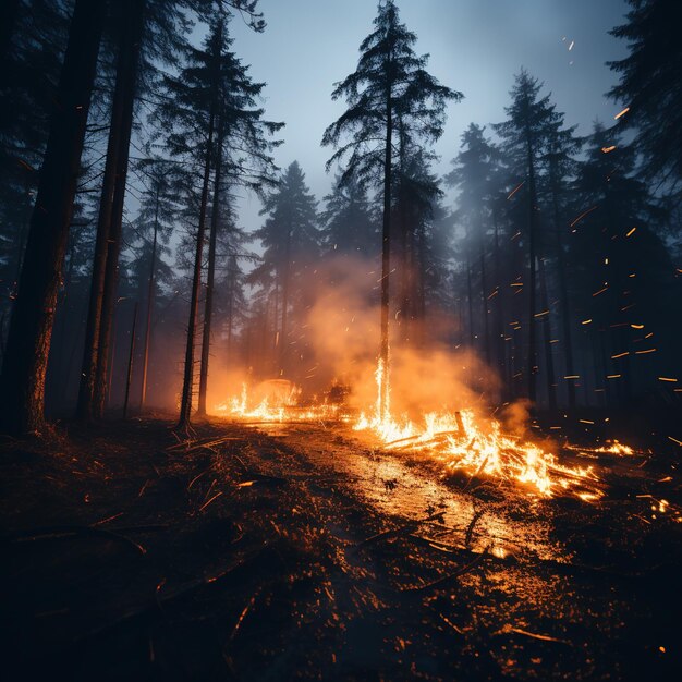 Foto una situación devastadora de incendios forestales