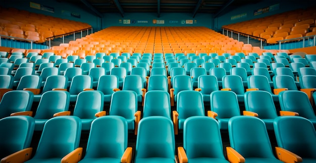 Sitze im Stadion Sportarena Fußball Hockey Basketball Volleyball Tennis KI-generiertes Bild