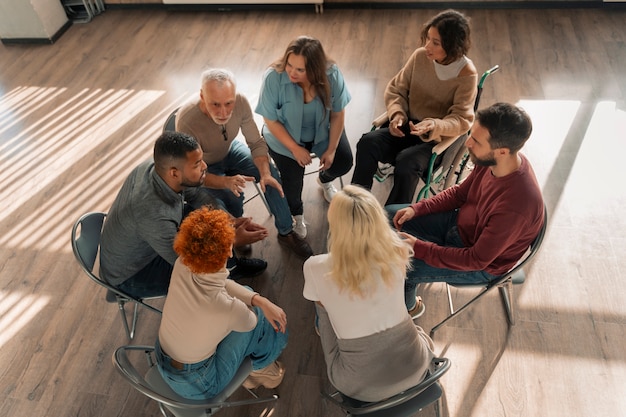 Foto sitzung der psychotherapie-unterstützungsgruppe