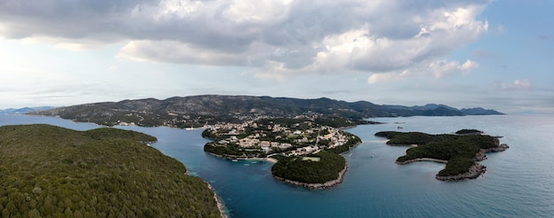 Sivota Grécia Vista panorâmica aérea de praias arenosas e ilhas