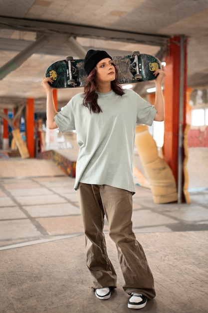 Foto skate parkteens en skate park