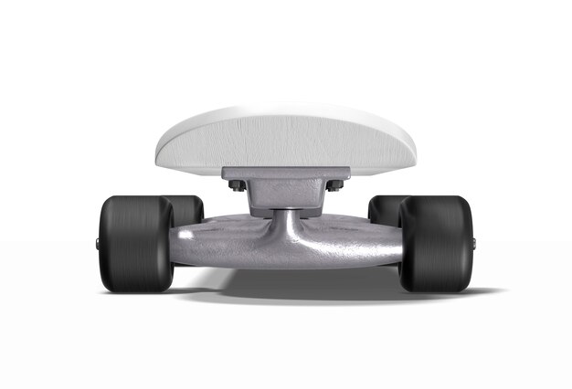 Skateboard auf Weiß. 3D-Rendering.