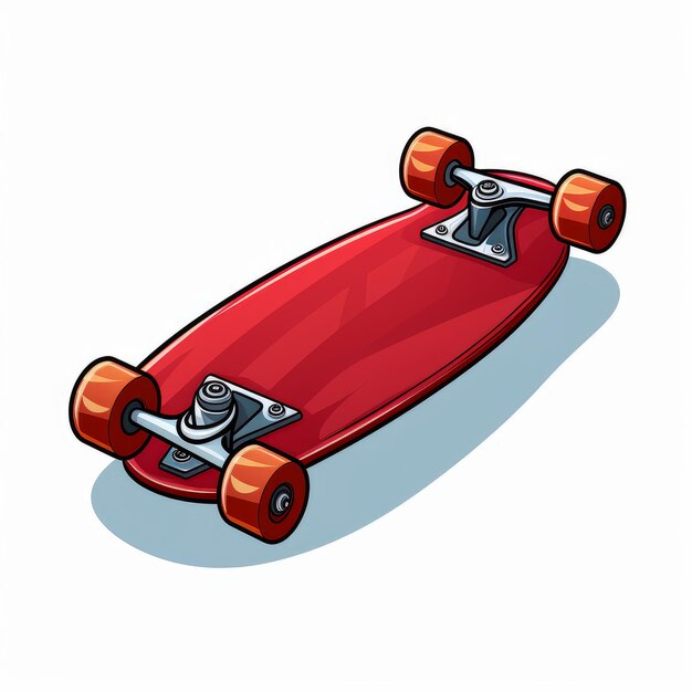 Skateboard-Cartoon-Stil, einzelner weißer Hintergrund, KI generiert