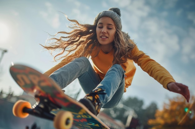 Skateboarder feminina as mulheres destemidas esculpindo sua marca no mundo do skateboard quebrando estereótipos com cada kickflip e grind