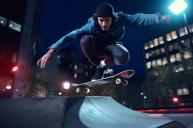 Foto skateboarder schleift auf einer schiene in einem städtischen skateboard 00566 00