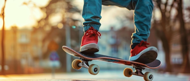 Skateboarding urbano enérgico aventura urbana de espíritu libre