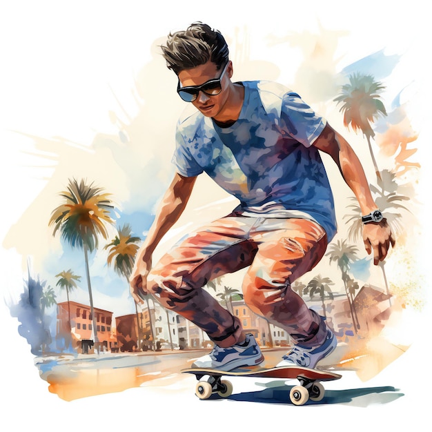 Skater Clipart am Strand