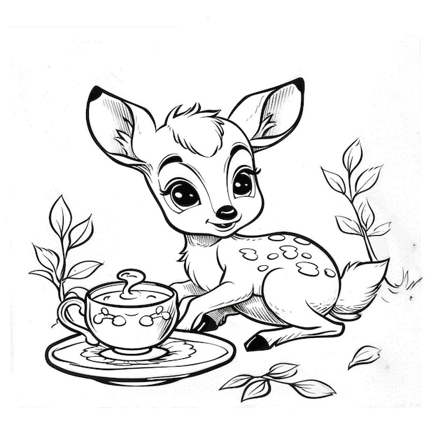 Skawaii Deer Anfitrião Adorável Reunião de Tea Party