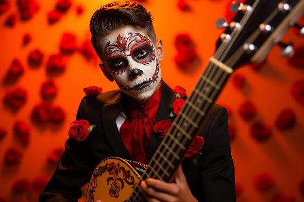 Skeleton Serenade Teen Boy mit Dia de los Muertos Gitarre