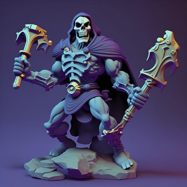 Skeletor-Action-Pose-Aufkleber Ai-generierte Kunst