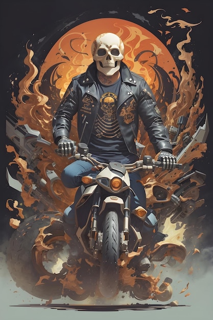 Skelett auf einem Motorrad