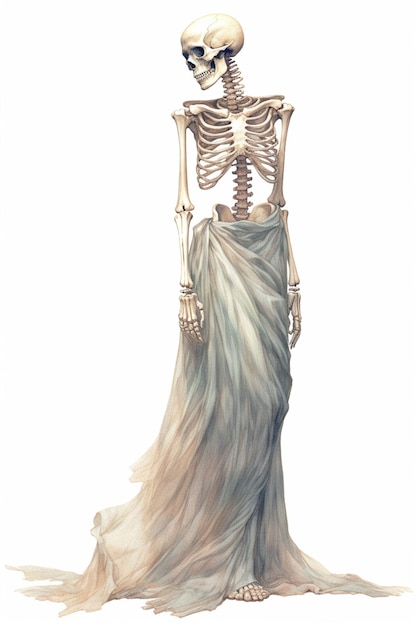 Foto skelett in einem kleid mit einem schleier generativ ai
