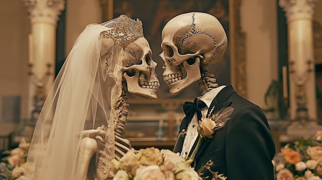 Skelette feiern die Hochzeit
