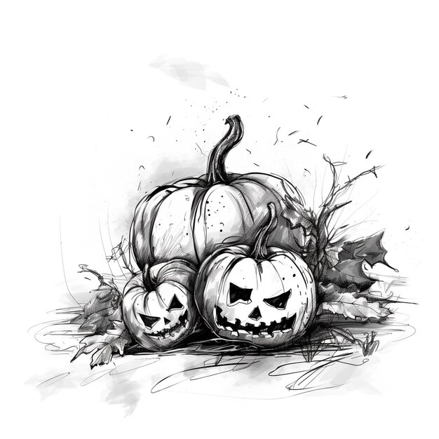 Foto sketch de doodle assustador de halloween