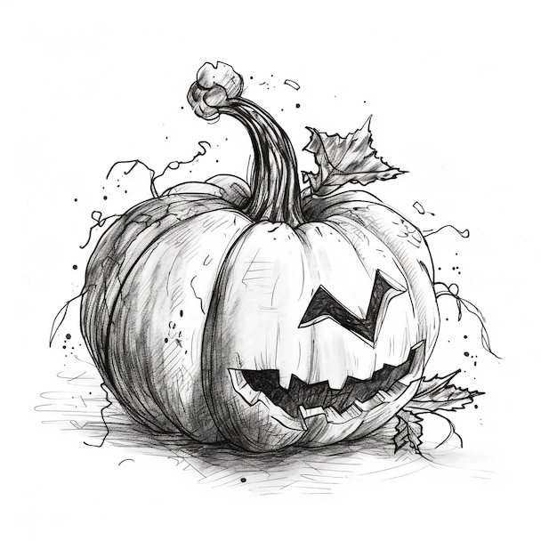 Foto sketch de doodle assustador de halloween