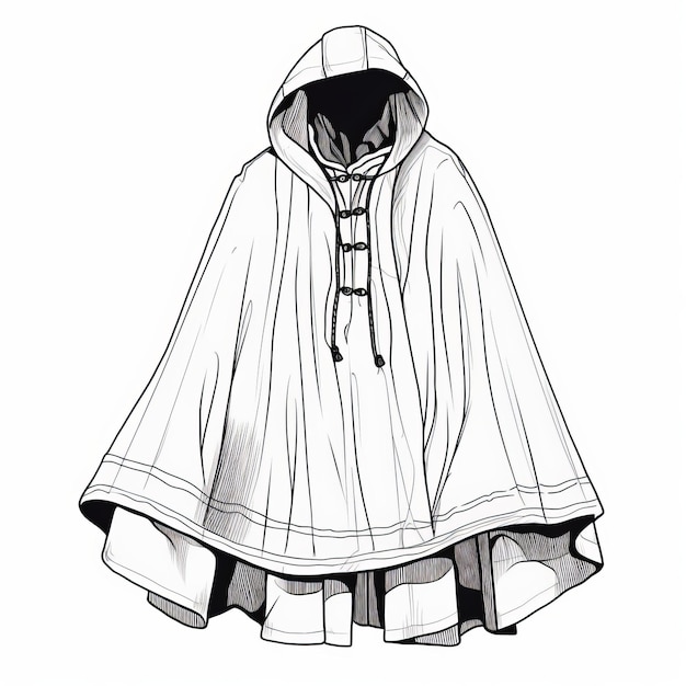 Foto sketchy hiphop style white cloak em desenhos de linhas minimalistas