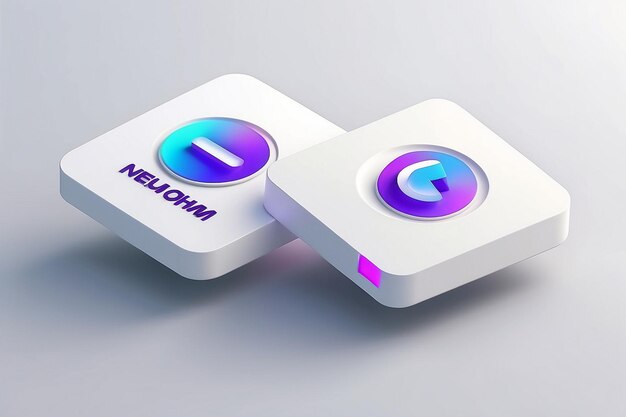 Skeuomorphismus und Neumorphismus UI Quadratknopf Design des futuristischen 3D-Effekts