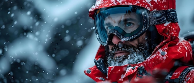 Ski-Ausrüstungstechniken und -Kleidung auf schwarzem Hintergrund Konzept Ski-Ausstattung Ski-Techniken Ski-Kleidung Schwarzer Hintergrund