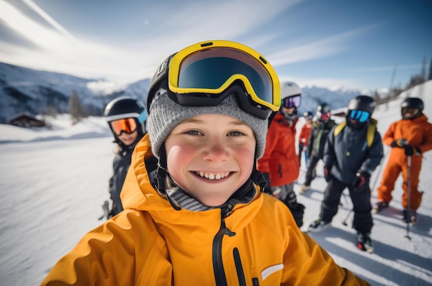 Foto ski- oder snowboardsportferienkonzept