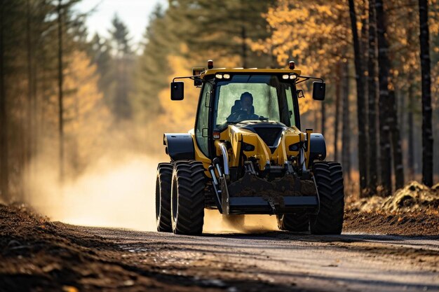 Skid-Steer-Lader mit Grader-Anhängung für die Ausrüstung von Straßen Skid- Steer-Bildfotografie