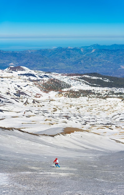 Skifahren auf dem Vulkan Ätna Sizilien