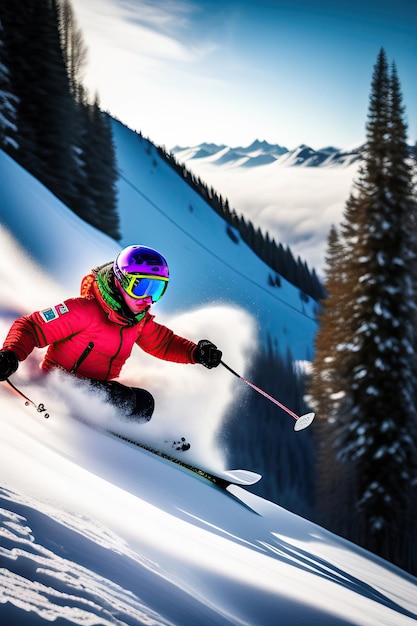 Skifahrer im Flug