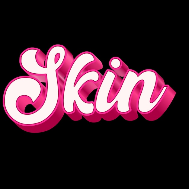 Foto skin typography design 3d rosa preto branco fonte de foto jpg