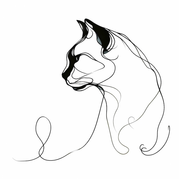 Foto skizze einer katze auf weißem hintergrund vektorillustration