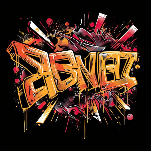 Skull Typographic Trendy Vector Style Arte de graffiti com fundo preto Arte vetorial gerada por IA