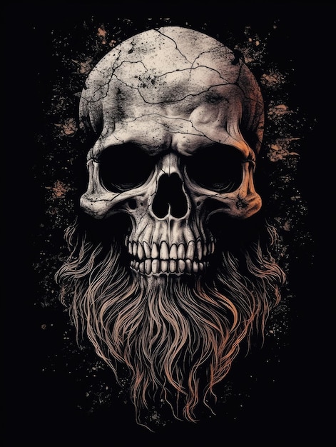 SkullHorror-Illustrationsdruck für T-Shirts Generative KI