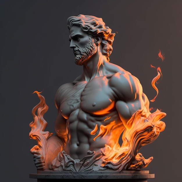 Skulptur des griechischen Gottes Zeus Pastellhintergrund Generative KI