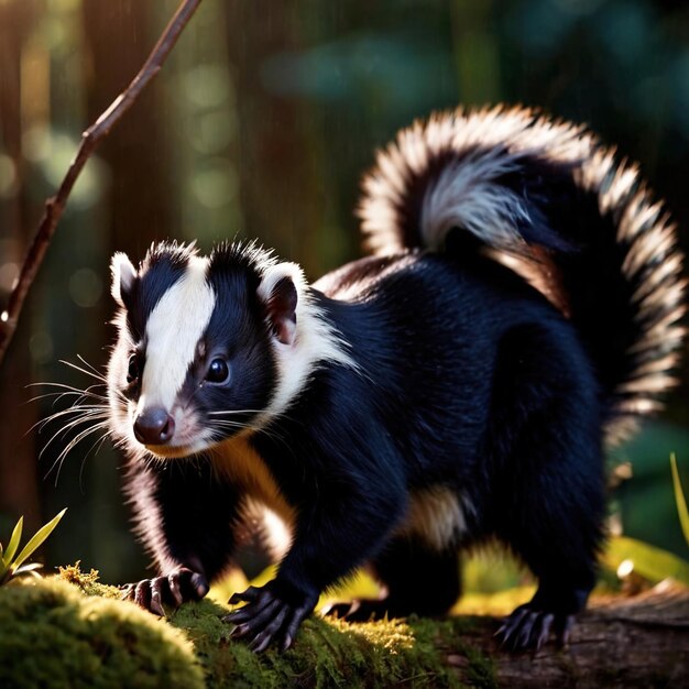 Foto skunk animal selvagem que vive na natureza parte do ecossistema