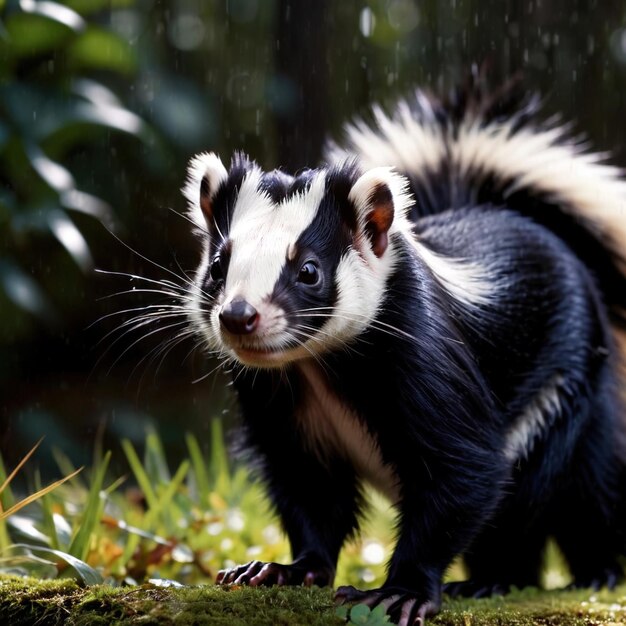 Foto skunk animal selvagem que vive na natureza parte do ecossistema