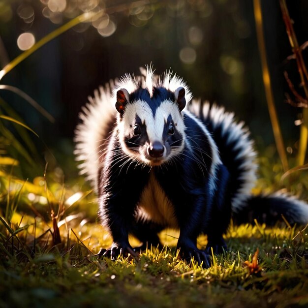 Foto skunk animal selvagem que vive na natureza parte do ecossistema